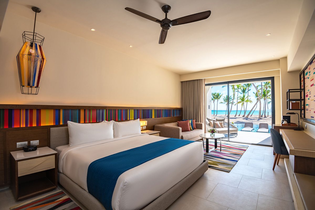 An oceanfront swim-up junior suite at Hyatt Zilara Cap Cana in the Dominican Republic